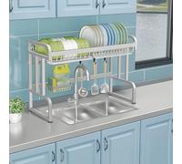 Générique Over-Sink Dish Drainer Space-Saving Kitchen Dish Rack with Drain Tray Suitable for Over-Sink and Countertop Dish Drainers,Single-Layer Bare Frame-75Cm/29In