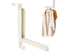 Générique Over The Door Clothes Rack, Laundry Coat Rack with 6 Grooves, Space-Saving Folding Design, Round Hook for Bathroom, Convenient and Storage Solution