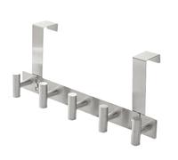 Générique Over the Door Hook - Stainless Steel Rack | 5 Heavy Duty Hooks | Rustproof Non-Slip Hanger, Fits 3.5-4.5cm Thick Doors, Space Saving, for Bathroom Bedroom Closet & Pantry