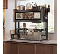 Générique Over-The-Sink Dish Drainer Kitchen Dish Storage Rack Simple Print Carbon Steel Ideal for Kitchen Storage,B-55Cm/21In