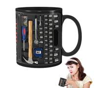 Générique Oversize in Ceramica Nera - da Meccanico Grande Capacità, Divertente Tazzaes da Caffè Tè, Tazzaes per Whisky Birra Succo | Regalo Originale per Appassionati Auto Uomini Meccanici