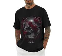 Générique Oversize Tee Shirt Homme Tête De Mort T-Shirts à Manches Courtes Teeshirt Imprimé Tshirt Col Rond Grande Taille Vetement Fin Cut Ete Habit Crâne 4XL