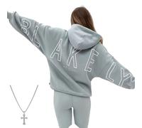 Générique Oversized Christian Heavyweight Faith Sweatshirt, 2026 New Christian Heavyweight Essential Hoodies for Women Men (Smoky Blue,M)