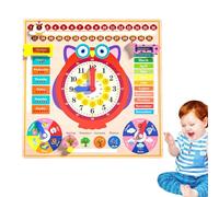 Générique Owl Clock for Kids | Wooden Learning Clock Calendar with Weather & Season Cognition | Educational Time Teaching Toy for | for Children