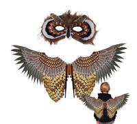 Générique Owl Costume Set - Realistic Owl Wings And Face Cover For Kids | Simulated Bird Wing Performance Prop | Eagle-Inspired Costume For Halloween, Proms, Dress-Up Parties, And School Stage Plays