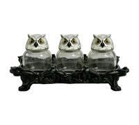 Générique Owl Glass Jars - 3 Piece Gothic Salt Container Set, Decorative Sugar Storage Intricate Head | Apothecary Bottle Kitchen Shelf for Pagans, Wiccans Collectors Apartment