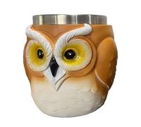 Générique Owl-Shaped Stainless Steel Cup - 4.33x4.72x3.54 in Owl Coffee Cup | 3d Owls Coffee Cups Travel Mug | Desk Accessories Animal Decor Stainless Steel Drinkware for Kids Women Men Birthday