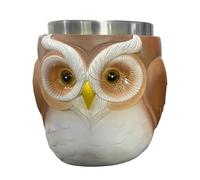 Générique Owl-Shaped Stainless Steel Cup - 4.33x4.72x3.54 in Owl Coffee Cup | 3d Owls Coffee Cups Travel Mug | Desk Accessories Animal Decor Stainless Steel Drinkware for Kids Women Men Birthday