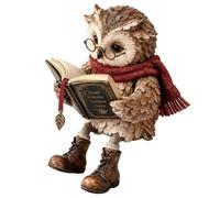 Générique Owl Statue Reading - Book Shelf Sculpture with Dangling Legs | Shelf Decor for Home Living Room Kitchen Desk Counter Nightstand