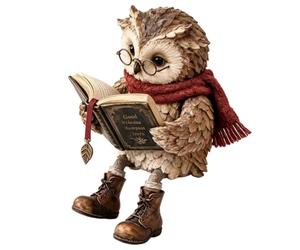 Générique Owl Statue Reading - Book Shelf Sculpture with Dangling Legs | Shelf Decor for Home Living Room Kitchen Desk Counter Nightstand