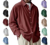 Générique Pacificozy Men's Shirts, Mokaloha Men's Stylish Corduroy Urban Casual Daily Long-Sleeved Shirt, Soft & Comfortable (Wine Red,3TG)