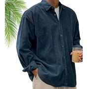 Générique Pacificozy Men's Stylish Corduroy Urban Casual Daily Long-Sleeved Shirt, Casual Daily Long-Sleeved Shirt (Dark Blue,TG)