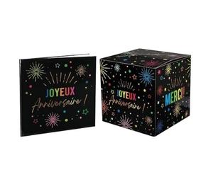 Générique Pack comprenant 1 Tirelire urne avec 1 Livre d'or Joyeux Anniversaire - Merci - Multicolore noir REF/9030-9031N