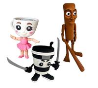 Générique Pack de 3 Figurines articulées Brainrot - Capucin Tueur, Ballerine Capucine et Tung Tung Tung Sahur - Décoration et Objets de Collection