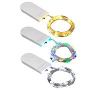 Générique Pack De 3 Guirlandes Lumineuses LED Avec Pile Guirlande Lumineuse En Fil De Cuivre | Lumières De Fées Imperméables | Pour Noël Nouvel An Pâques Anniversaire Saint Valentin 10 LEDs 1m