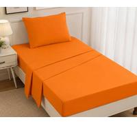 Générique Pack Ensemble de Parure de draps 3 Pieces Unie pour Un lit 1 Personne 100% Coton 57 Fils /1 Drap Plat 180 x 290 cm / 1 Drap Housse 90 x 190 cm / 1 taie d Oreiller 65x 65 cm 1 Place