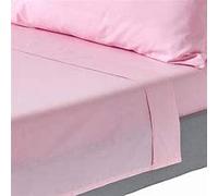 Générique Pack Ensemble de Parure de draps 4 Pieces Unie pour Un lit 2 Personnes 160 x 200 cm 100% Coton 57 Fils/m2-1 Drap Plat + 1 Drap Housse 160 x 200 cm + 2 taies d oreillers 65 x 65 cm (Rose)