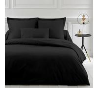 Générique Pack Linge de Lit 4 Pièces - Couette Blanche 220x240 (450g) + Housse de Couette + 2 Taies 65x65 cm - 100% Coton 57 Fils - Plusieurs Coloris au Choix Premium Qualite (Noir)