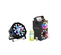 Générique Pack Lumières IBIZA LIGHT - Projecteur 2-en-1 PAR Astro - Machine Fumée LEDS RGB FOGGY-ASTRO Cadeau Fête Soirée Dj Musique Bar Club