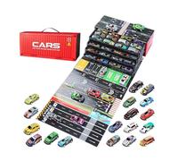 Générique Pack Pull Back Cars - Jouets De Voiture De Course en, Petits Jouets De Voiture De Course pour | Mini Voitures, Véhicule De 48 Pièces avec Garage Intégré, Jouet Moulé sous Pression,