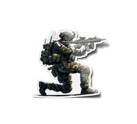 Générique Pack Stickers Autocollants Vinyle Militaire Français Forces Spéciales en Action à Genou Fusil Armée Soldat Commando Résistant à l'Eau et UV Découpé Décoration 8cm