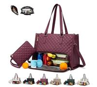 Générique Packuum 3 in 1 Tote Bag, 2 in 1 Tote Bag Lunch Bag Combo,15.6 Inch Tote Bag with Lunch Compartment, Laptop Tote For Business Work Travel (Wine red)