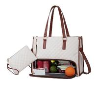 Générique Packuum 3 in 1 Tote Bag, 2 in 1 Tote Bag Lunch Bag Combo, Work Totes Bags with Lunch Compartment, for Office, Travel (White)