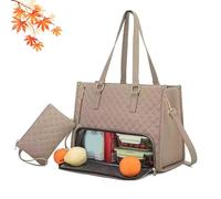 Générique Packuum 3 in 1 Tote Bag, 2 in 1 Tote Bag Lunch Bag Combo, Work Totes Bags with Lunch Compartment, for Office, Travel (Khaki)