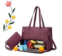 Générique Packuum Lunch Tote Bag, Packuum 3 in 1 Tote Bag for Women, Tote and Luxe Co Bags with Laptop Pocket, for Work Travel (Red)