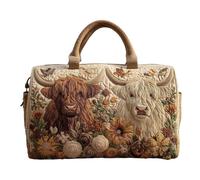 Générique Padded Cotton Holdall, Quilted Overnight Tote, 18.5 Inches Weekender Bag with Soft Lining, Nylon Travel Satchel, Geometric Pattern Handbag with Top Handle, Yoga Carryall for Hospital Stay