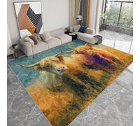 Générique Paillasson 60 x 90 cm - Pliable Tapis Animaux Désert Bétail Hautes Terres Fin et Lavable Tapis Marron Antidérapant pour Porte d'entrée, entrée, Patio, Couloir, Chambre