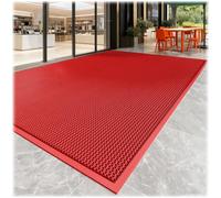 Générique Paillasson d'entrée extérieure, paillassons en Caoutchouc Robuste | Tapis extérieur antidérapant, piège la saleté, imperméable à tous les temps avec trous de drainage(Red,26x180cm)