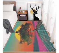 Générique Paillasson Interieur Entree Coucher de Soleil Synthwave 60x90 cm, Tapis Arbre Vaporwave Antidérapant Lavable Poil Ras, Moquette Chambre Cuisine, Décoration Intérieure QAZ72