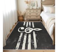 Générique Paillasson Interieur Entree Notes de Musique 60x90 cm, Tapis Note Noir Blanc Antidérapant Lavable Poil Ras, Moquette Chambre Cuisine, Décoration Intérieure QAZ101