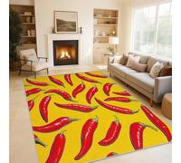 Générique Paillasson Interieur Entree Piment 50x80cm, Piment Végétal Petit Tapis Salon Cuisine Bureau Chambre Poil Court Lavables Antidérapant Doux X-M3