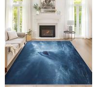 Générique Paillasson Interieur Entree Requin Blanc 50 x 80 cm, Tapis Animaux Marins Océan Bleu Antidérapant Lavable Poil Ras, Moquette Chambre Cuisine, Décoration Intérieure QAZ51