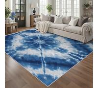 Générique Paillasson Interieur Entree Tie Dye Bleu Blanc 60x90 cm, Tapis Spirale Hippie Antidérapant Lavable Poil Ras, Moquette Chambre Cuisine, Décoration Intérieure QAZ99
