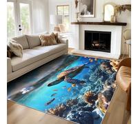 Générique Paillasson Interieur Entree Tortue de Mer 50x80cm, Monde sous-Marin Vie Marine Petit Tapis Salon Cuisine Bureau Chambre Poil Court Lavables Antidérapant Doux X-M7