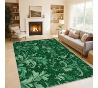 Générique Paillasson Interieur Entree William Morris 50x80cm, Floral Vintage Vert Petit Tapis Salon Cuisine Bureau Chambre Poil Court Lavables Antidérapant Doux X-M11