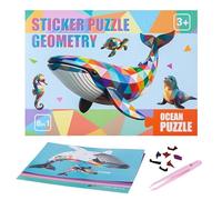 Générique Paint By Sticker Kids - Cute Animal Reusable Learning Art Book, Geometric Pattern Educational Toy, Accessory Case Activity - For Kids Girls Teen School Classroom Travel Home Birthday Party