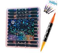 Générique Paint Markers - Versatile Drawing Pen, Twin Tip Set with Flexible Brush End, Fade-Resistant Pigment Ink, Precise Line Variation, Adult Kids Teens Beginner Notebook School Pen, 2 Sizes
