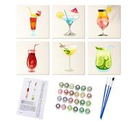 Générique Paint Number Cocktail, 6 Piece Mini Painting Kit, Includes Brushes and Acrylic Paints, Easy Artwork Canvas for Wall Decor, Birthday, Holiday, Art Lovers 5.91x5.91in