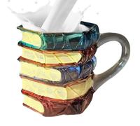 Générique Painted Book Mug - 12x8x8cm Stained Glass Book Lovers Coffee Cup | 3D Novelty Stack of Books Design | Reading Mug for Women Home Office | Gift for BookEnthusiasts