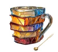 Générique Painted Book Mug,Novelty 3d Painted Books Coffee Mugs,Unique Book Stack Coffee Cup,Hot And Cold Can Be Used To Brew Books And Stack Glasses