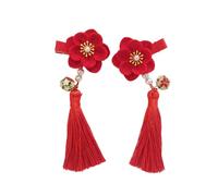 Générique Paire D’épingles à Cheveux Style Chinois Pompons Rouges, Accessoires Coiffure pour Garçon et Filles, Clips Décoratifs pour Filles, Ornements Traditionnels Han, Usage Quotidien