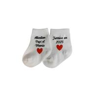 Générique Paire de chaussettes annonce grossesse- Attention papi et mamie, j'arrive en 2025- Cadeau annonce grossesse papi et mamie - rouge