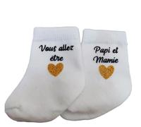 Générique Paire de chaussettes annonce grossesse papi et mamie - Annonce grossesse Vous allez être papi et mamie - Cadeau annonce grossesse Papi et Mamie - Doré à paillette