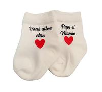 Générique Paire de chaussettes annonce grossesse papi et mamie - Annonce grossesse Vous allez être papi et mamie - Cadeau annonce grossesse Papi et Mamie - Rouge