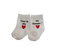 Générique Paire de chaussettes bébé demande Marraine - Cadeau Veux-tu être ma marraine ? - Cadeau demande Marraine - Rouge