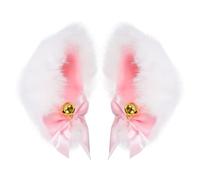 Générique Paire de Pinces à Cheveux D’Oreilles de Chat Blanches avec Nœud et Clochettes Accessoires Cosplay pour Femmes et Filles Légères et Compactes pour Fêtes et Déguisements